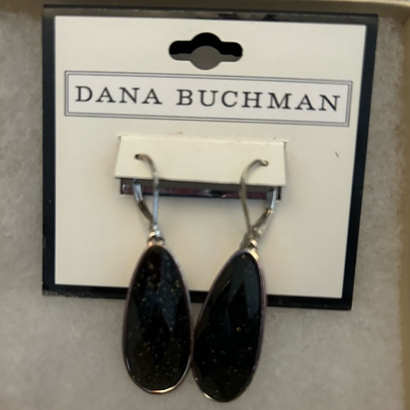 NWT Dana Buchman, silver earrings with black speckled stone - Picture 6 of 6